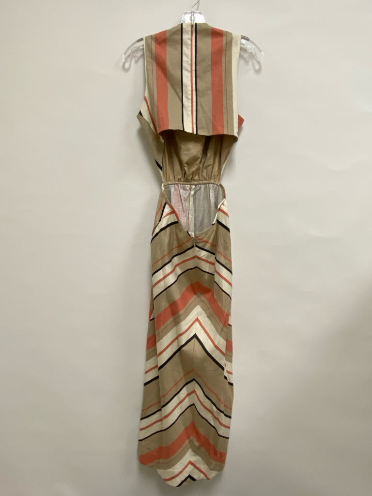 NWT Banana Republic Size 6 Cream/Beige Coral/Black Stripes Maxi Ladies Dress