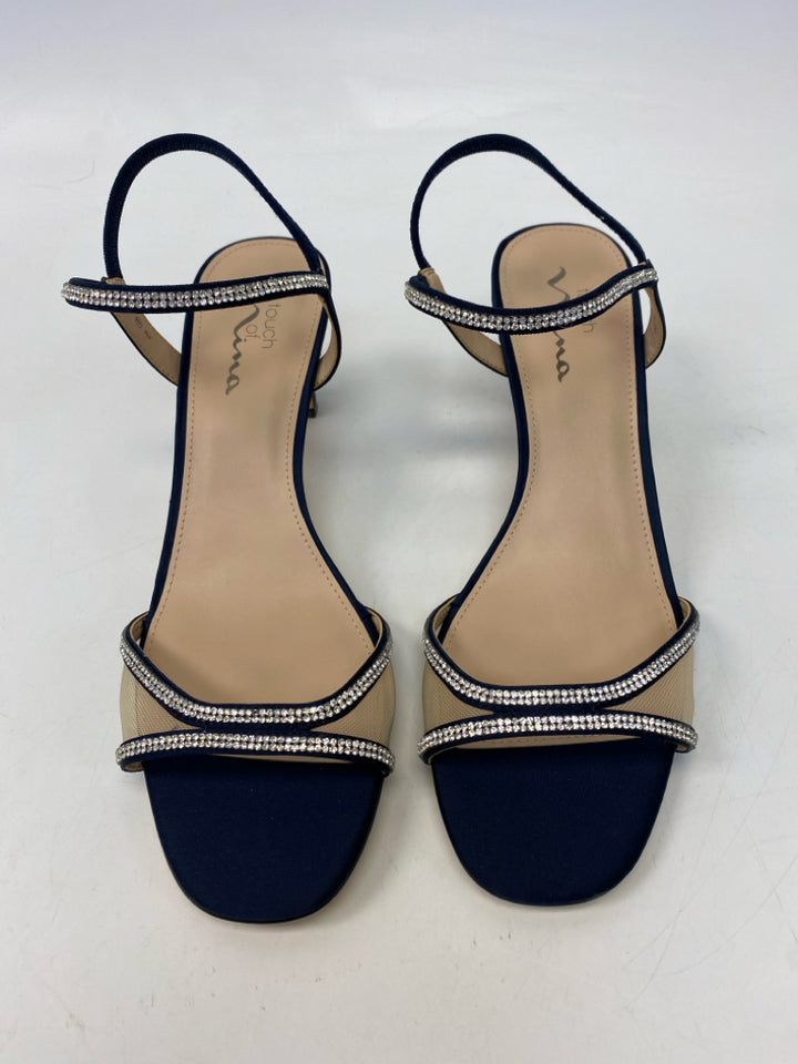 NWOT Nina  Size 10 Navy White Rhinestone(s) Sandals
