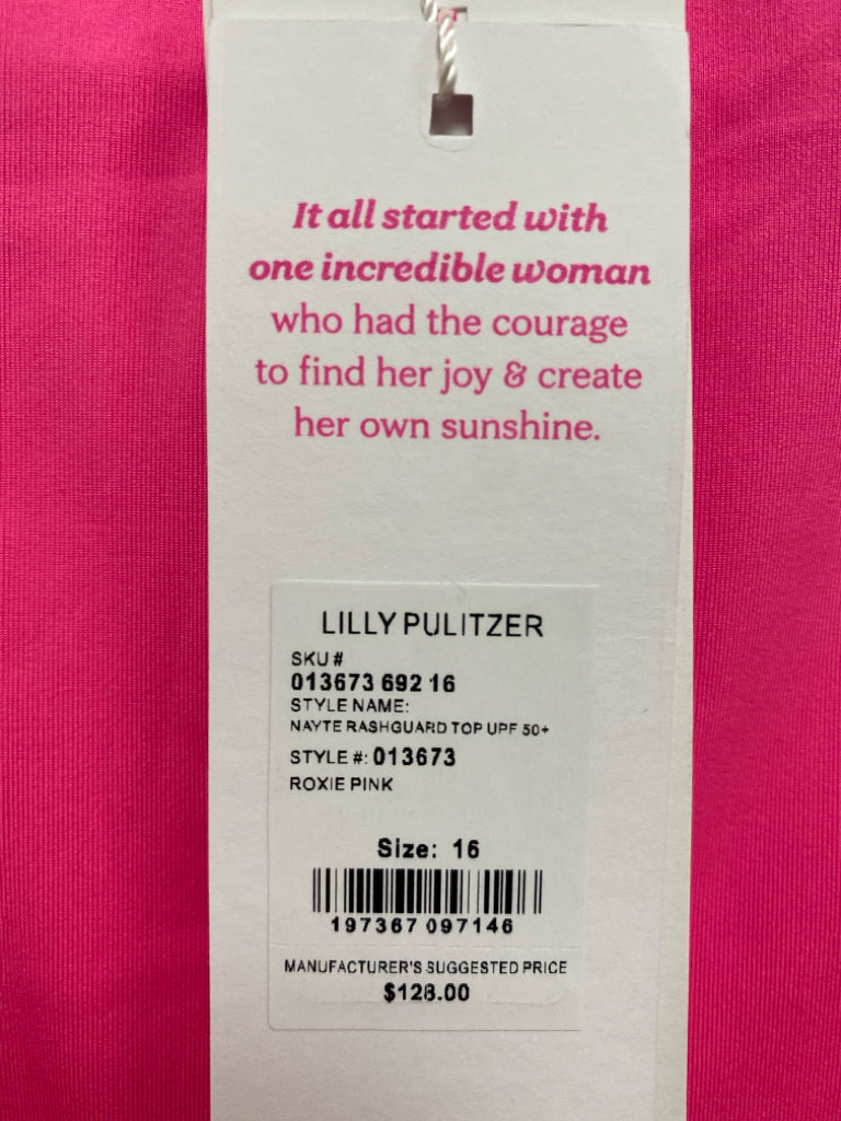 NWT LILLY PULITZER  SIZE  16 Neon Pink Plus Size Rash Guard