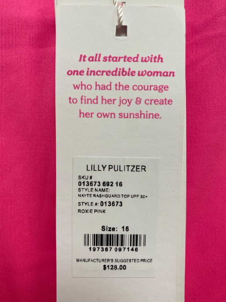 NWT LILLY PULITZER  SIZE  16 Neon Pink Plus Size Rash Guard