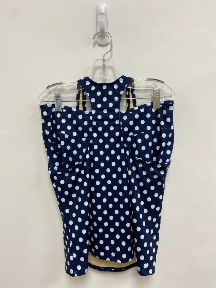 Lands End SIZE 16 Navy White Polka Dot Girl&