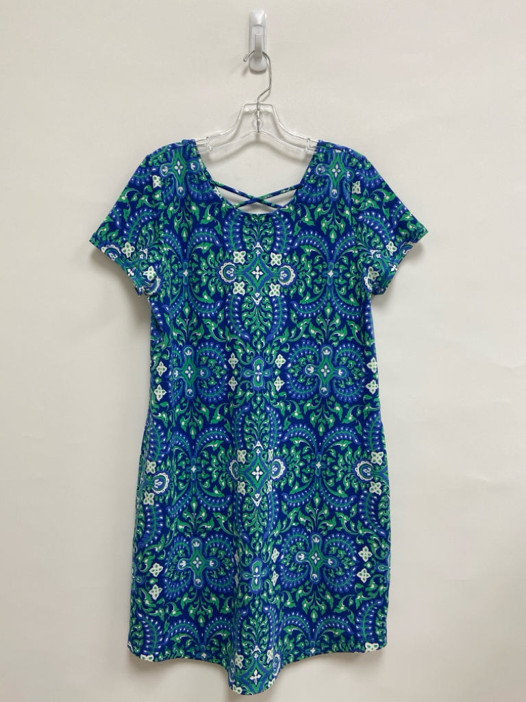 Talbots Size LP Blue Green/White Short Sleeve Petite Dress