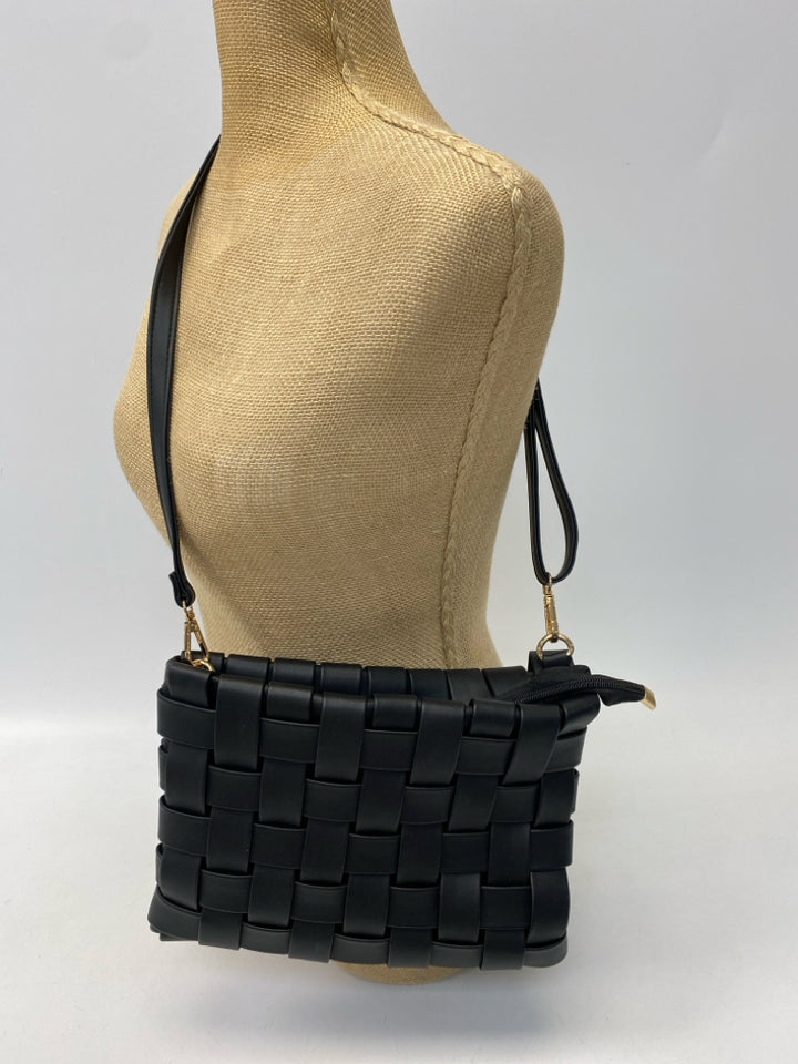 Anthropologie Black Woven Leather Crossbody