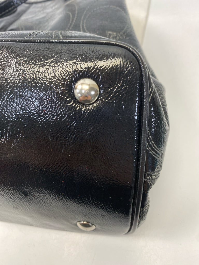 Coach Black Signature Patent Handbag