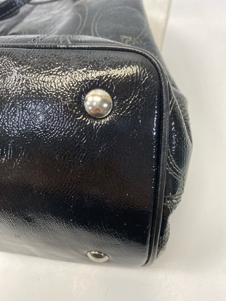 Coach Black Signature Patent Handbag