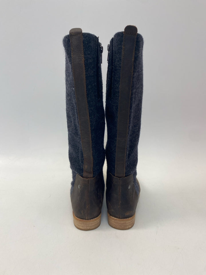 NWOT  Size 8 Brown/Black Side Zipper Wool Boots