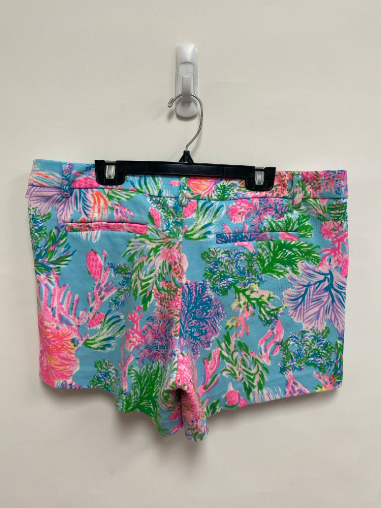 LILLY PULITZER Size 10 Blue/Green Neon Pnk Floral Ladies Shorts