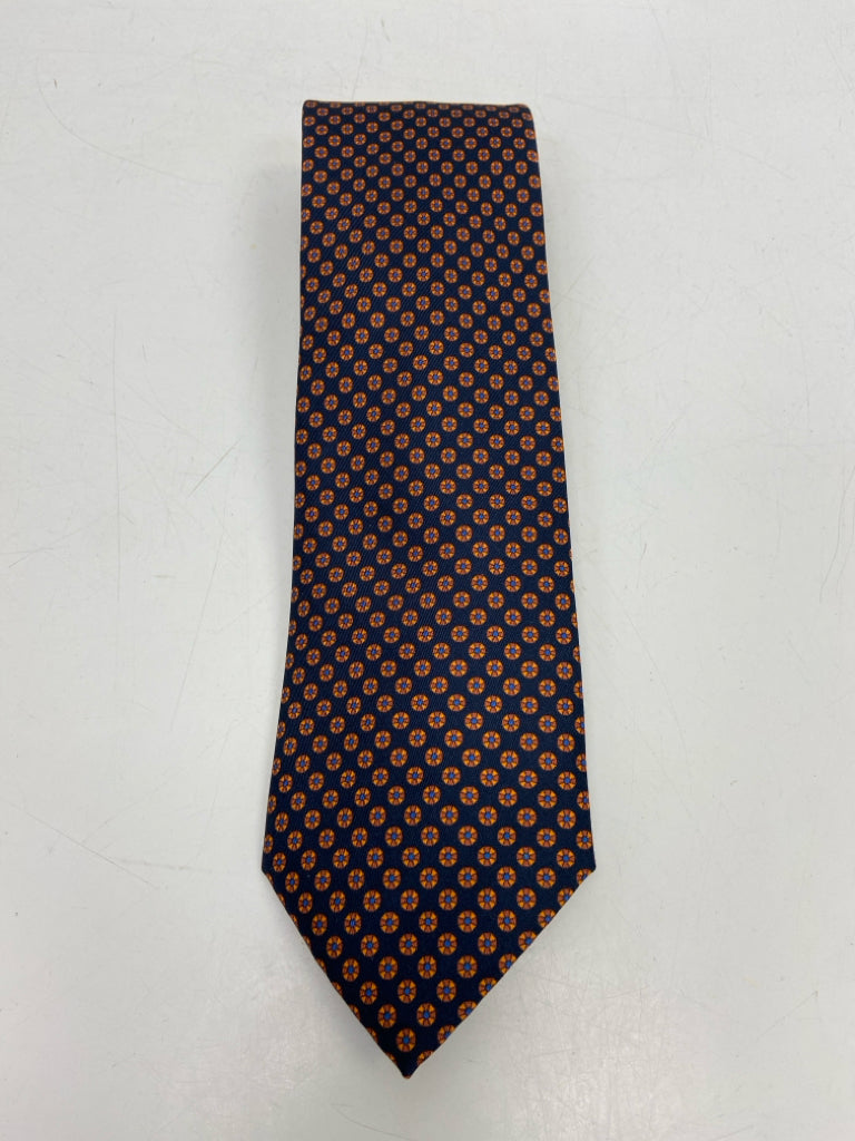 Brioni Navy Orange Dots Silk Men&