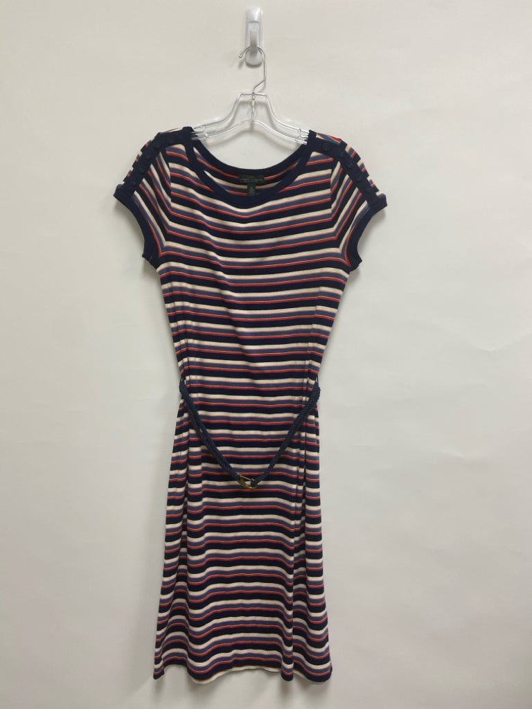 Lauren Ralph Lauren Size M Navy/White Red/Orange Stripes Ladies Dress