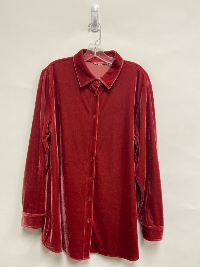 Soft Surroundings Size L Red Velour Ladies Top