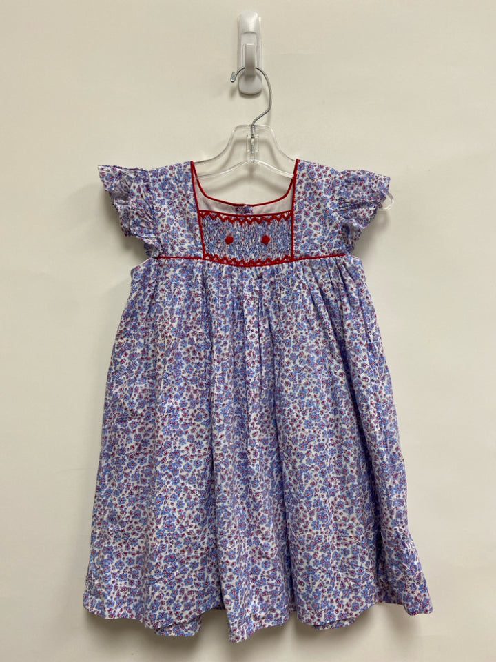 busy bees SIZE 5 White Blue/Red Flowers Girl&