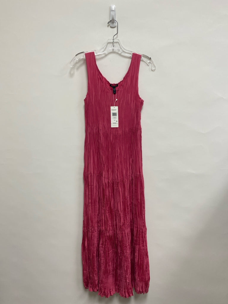 NWT Eileen Fisher Size S Hot Pink Crinkle Sleeveless Ladies Dress