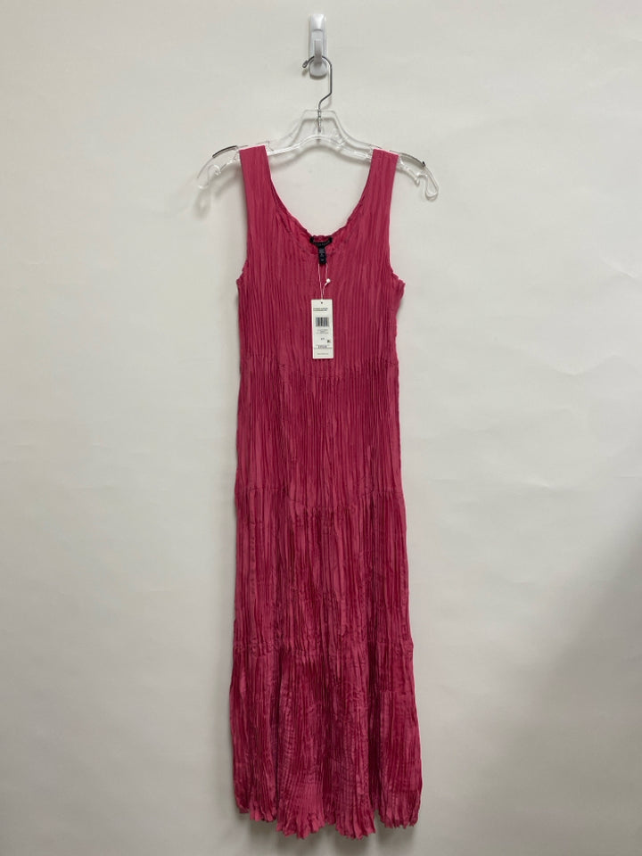 NWT Eileen Fisher Size S Hot Pink Crinkle Sleeveless Ladies Dress
