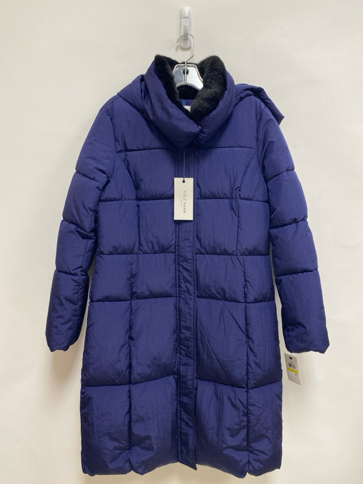 NWT Cole Haan Size M Navy Puffer Faux Fur Collar Ladies Jacket