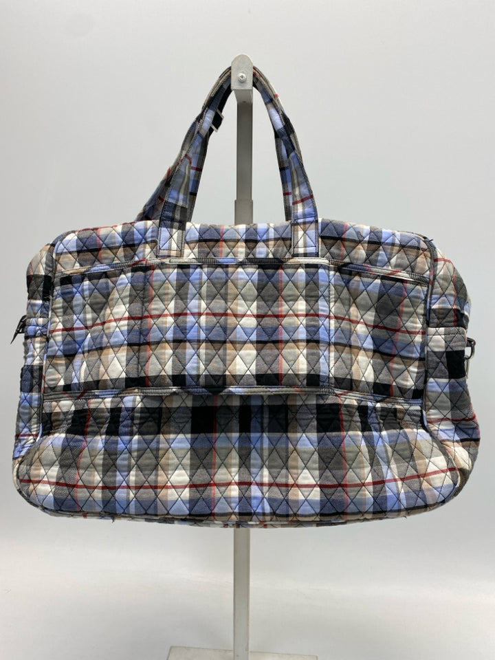 Vera Bradley Blue/Black White/Tan Plaid Duffle Bag
