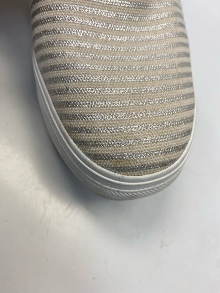 Keds  Size 6.5 Beige Silver Stripe(s) Canvas Sneakers