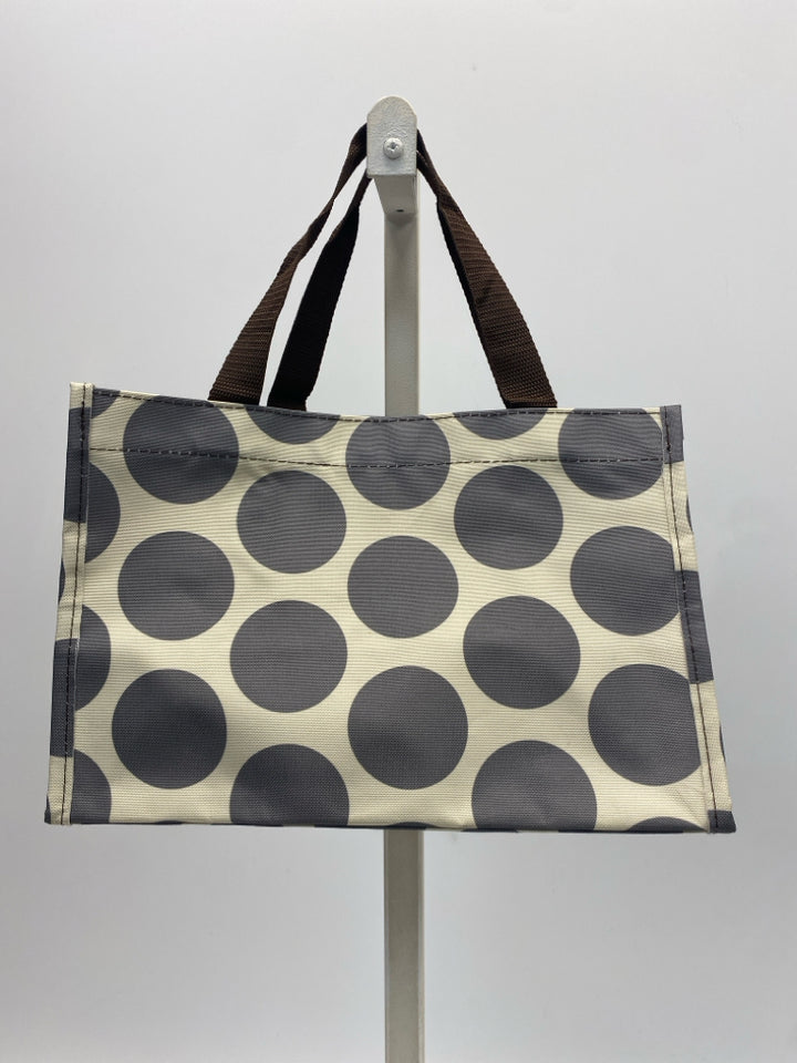 Thirty-One Cream Gray Polka Dot Tote Bag
