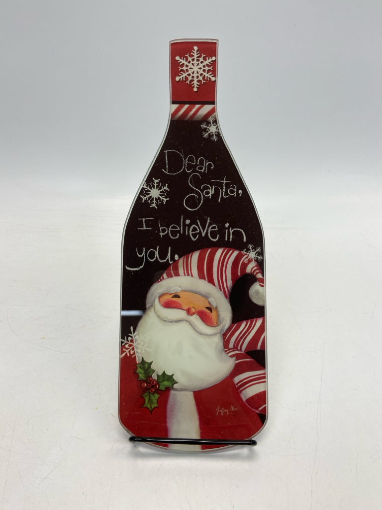 Black Red/White Santa Glass Christmas