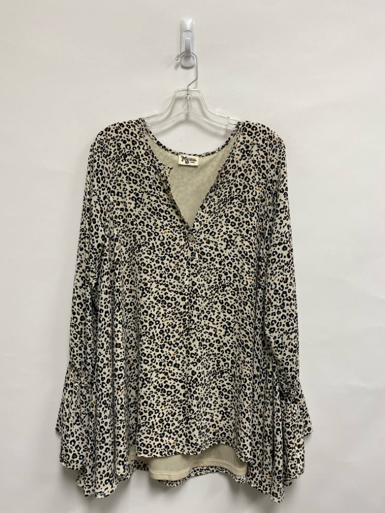 show me your MUMU Size L Cream Black/Brown Animal Print Ladies Dress