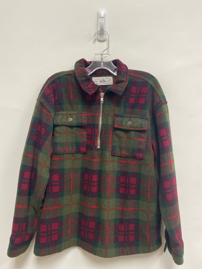 Gap SIZE XL Green Red Plaid Quarter Zip Fleece Boy&