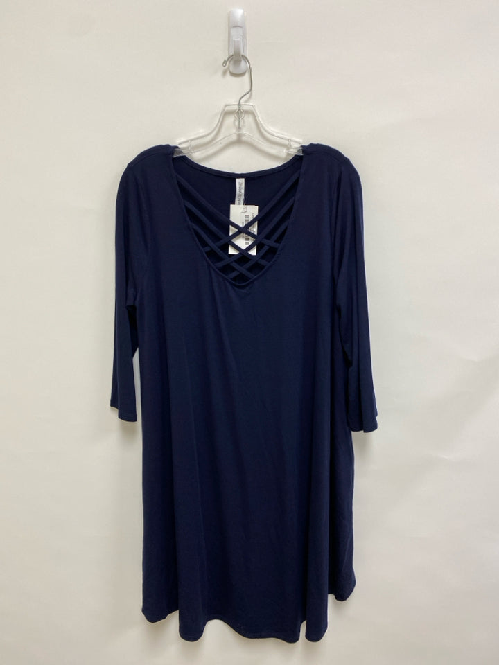 NWT Zenana  SIZE  1X Navy Criss-Cross Plus Size Dress