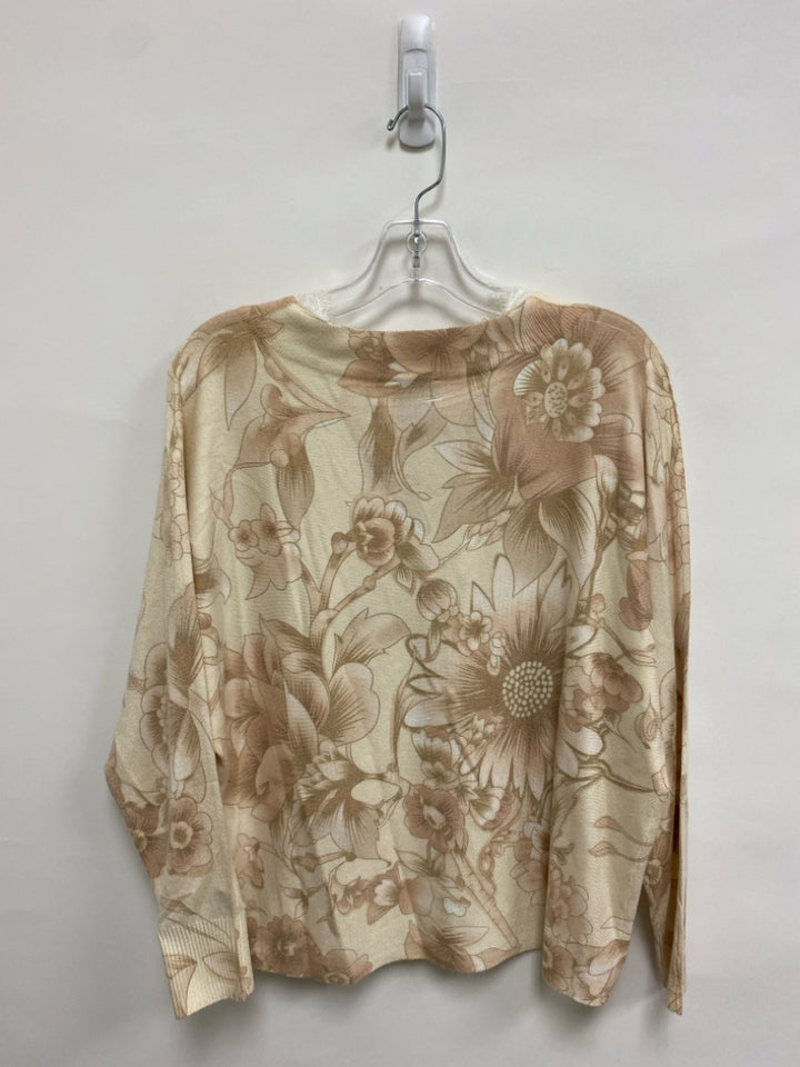 sioni Size M Ivory Taupe/Tan Floral Ladies Sweater