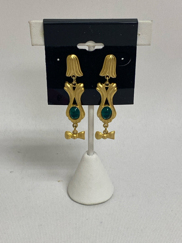 Gold Color Blue Shapes Earrings