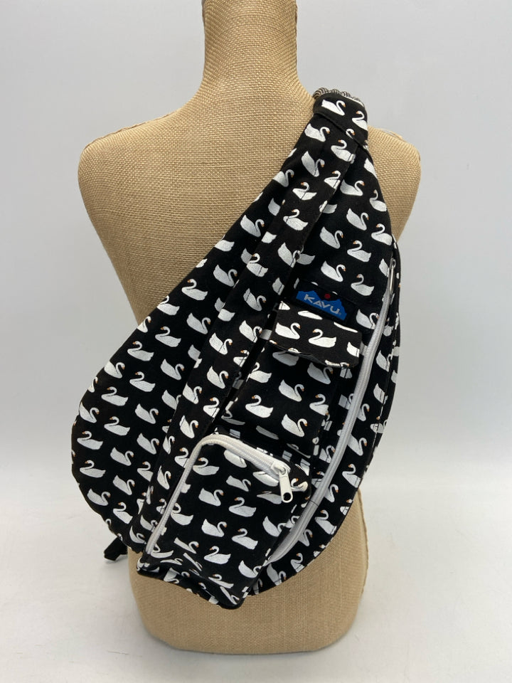 Kavu Black White Swan(s) Handbag