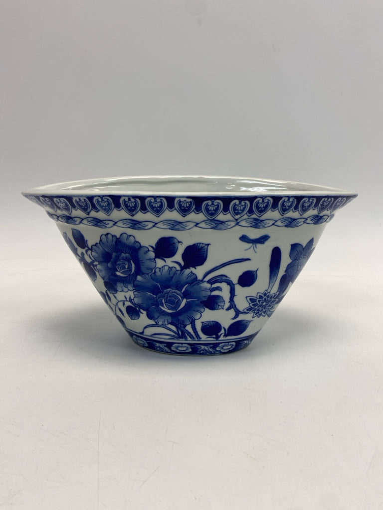 Blue White Flowers Ceramic Planter