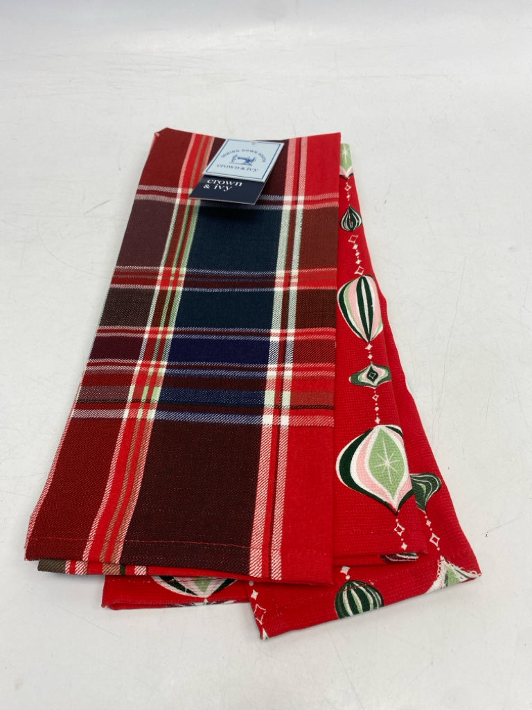 NWT Crown &amp; Ivy Red Multi Color Christmas Misc. Kitchen