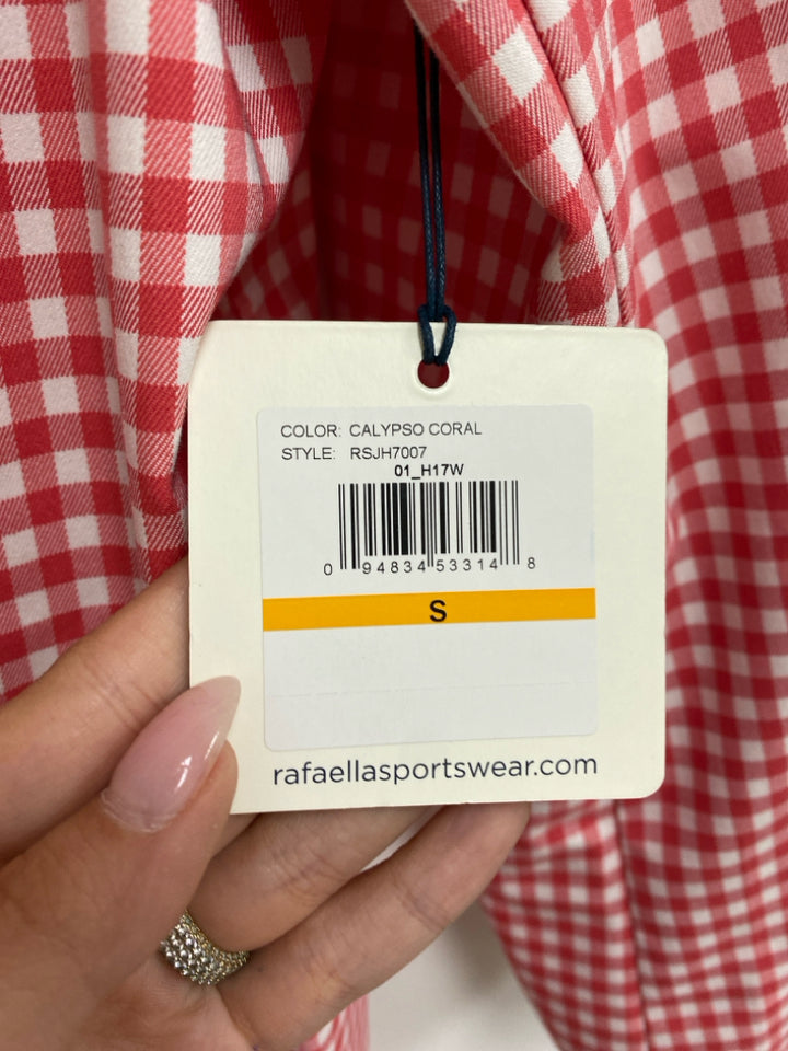 NWT Rafaella Size S Coral White Checkered Ladies Coat
