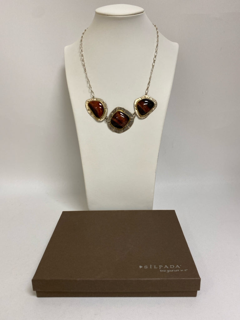 NEW/BOX Silver Brass Necklace