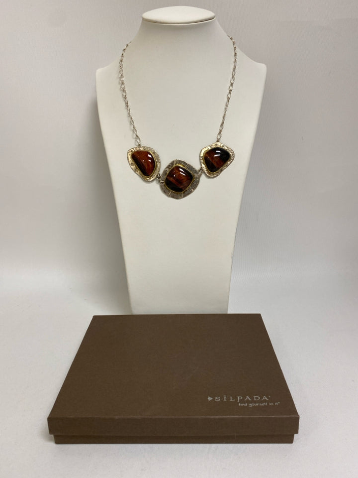 NEW/BOX Silver Brass Necklace