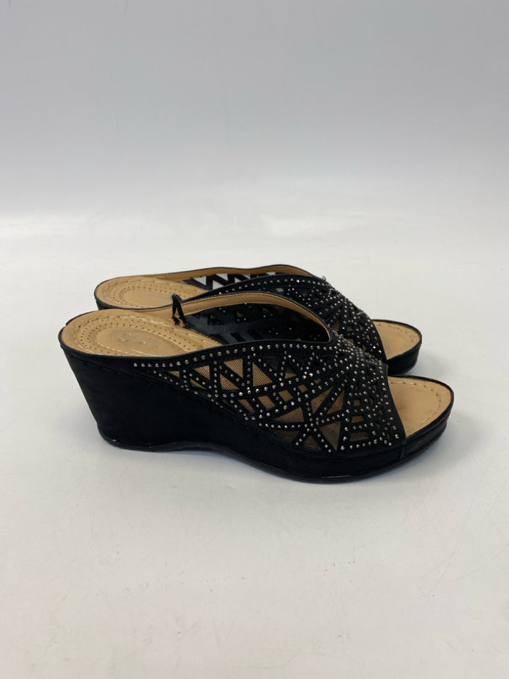 Size 8 Black Rhinestone(s) Sandals