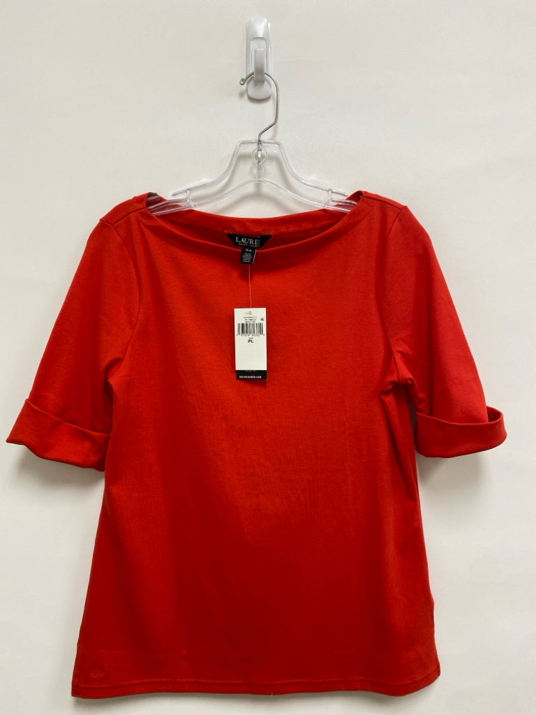 NWT Lauren Ralph Lauren Size LP Red Boat Neck Petite Top