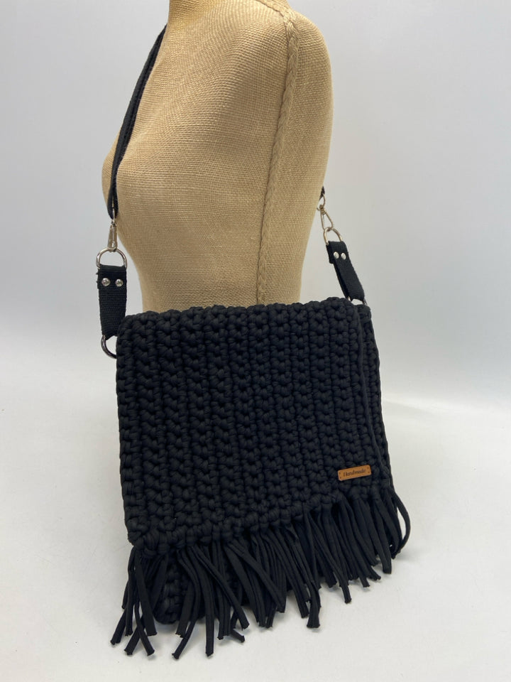 Black Woven Crochet Crossbody