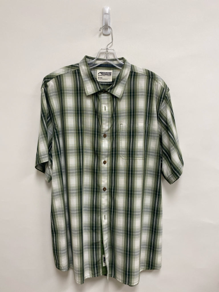 Mountain Khakis Size XXL White Dark Green Plaid Men&