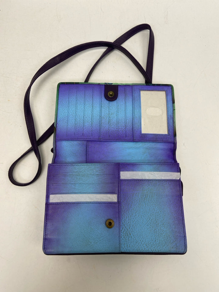 Anuschka Purple Green/Multi Flower(s) Crossbody