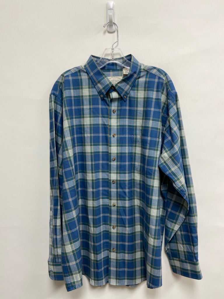 Jacob Miller Size XL Blue Green Plaid Button Up Men&