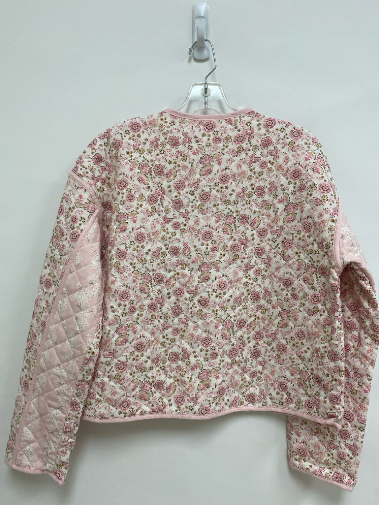 NWT blu pepper Size M Cream/Pink Tan/Brown Floral Quilted Ladies Jacket