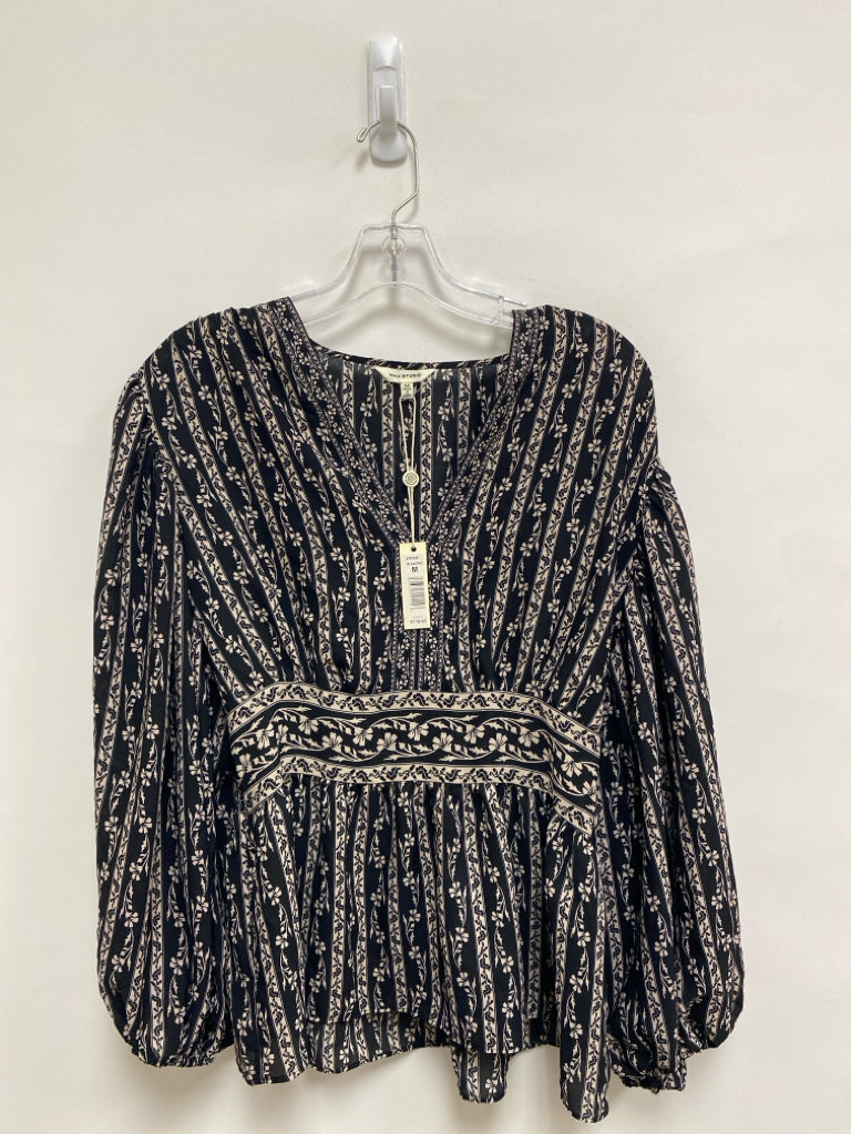 NWT Max Studio Size M Black Tan Floral Ladies Top