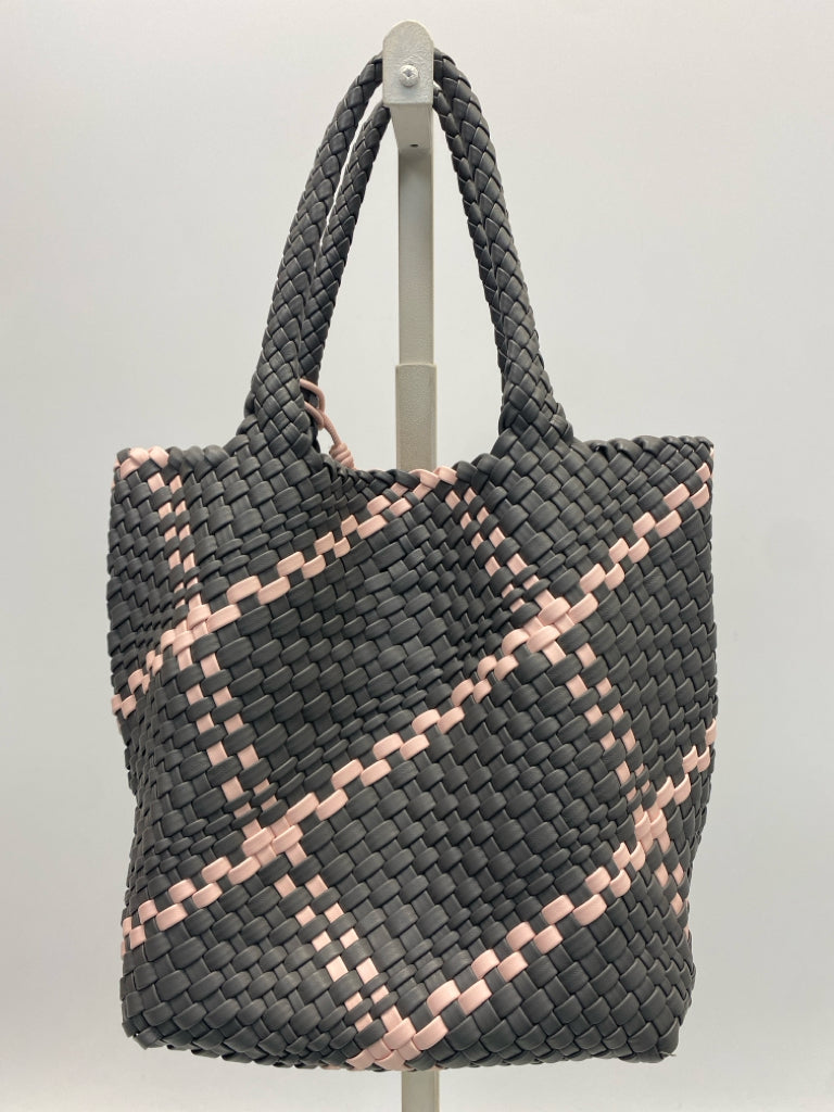 Gray Pink Woven Handbag