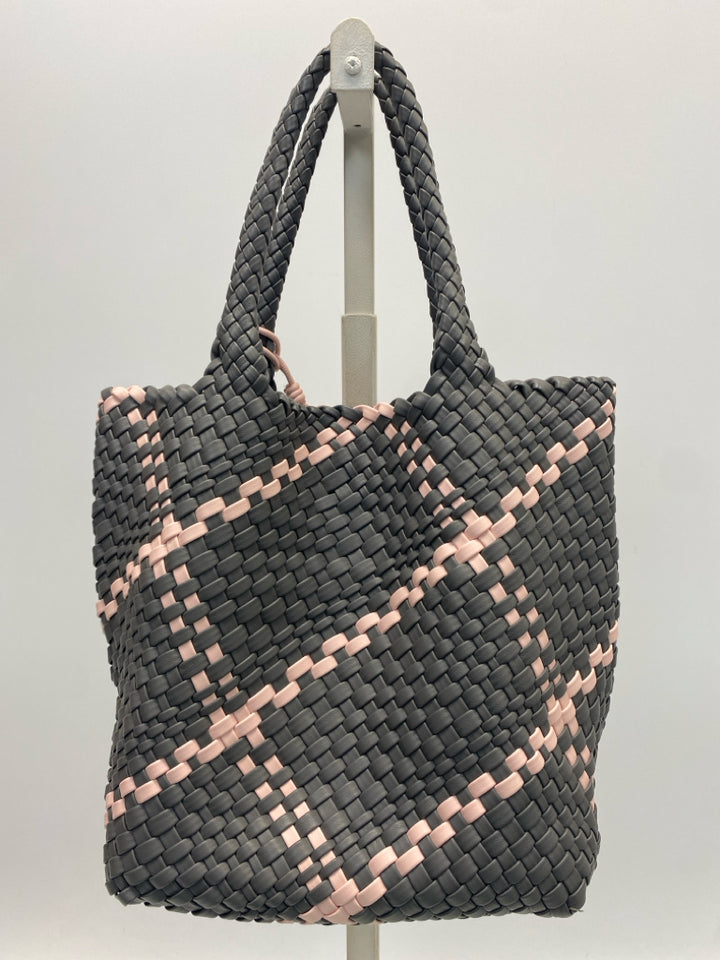 Gray Pink Woven Handbag