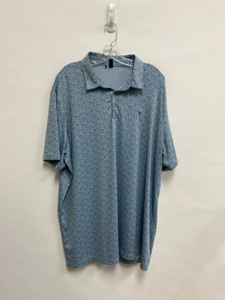 Adidas Size 2X Slate Blue Black Flowers Polo Men&