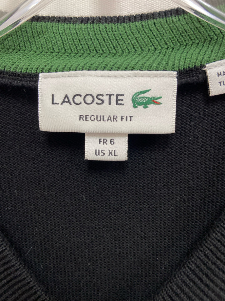 Lacoste Size XL Black V Neck Men&