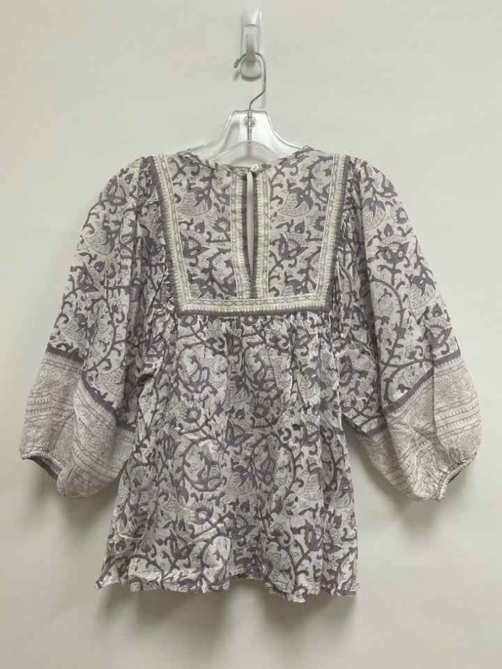 Cleobella Size S White Purple Acanthus Tunic Cotton Ladies Top