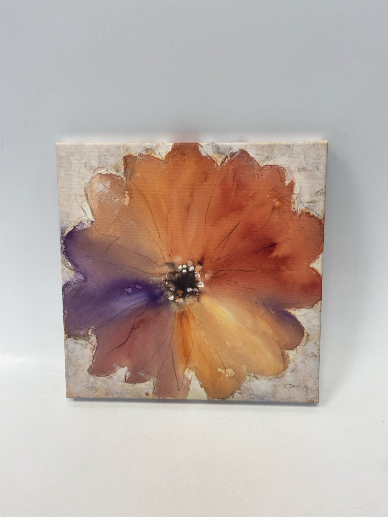 Orange Multi Color Floral Canvas Art