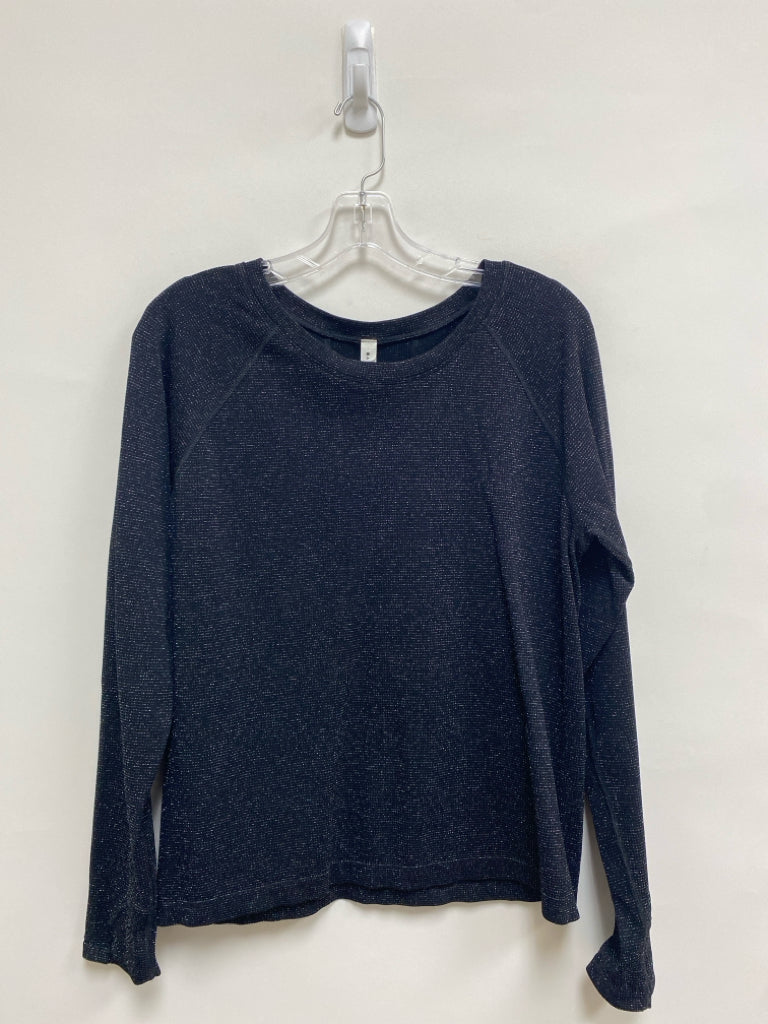 Athleta Size L Black Silver Sparkle Long Sleeve Athletic Top