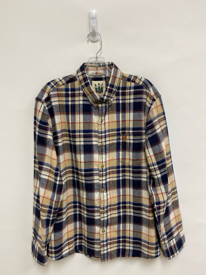 Kiel James Patrick Size L White/Navy Tan/Red Plaid Men&