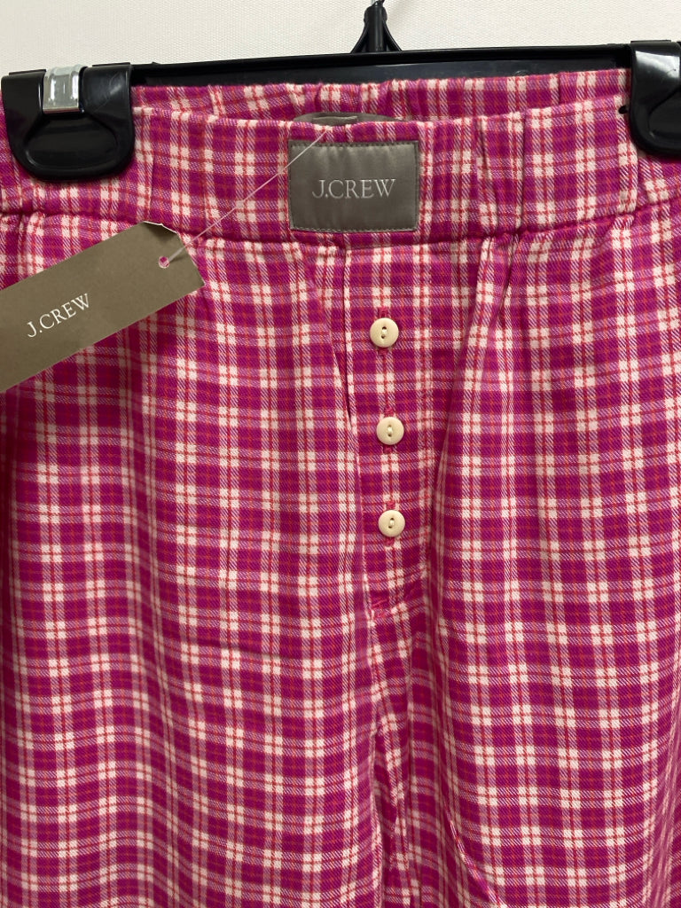 NWT J Crew Size XS Hot Pink Cream/Orange Plaid Ladies Pajama Pant